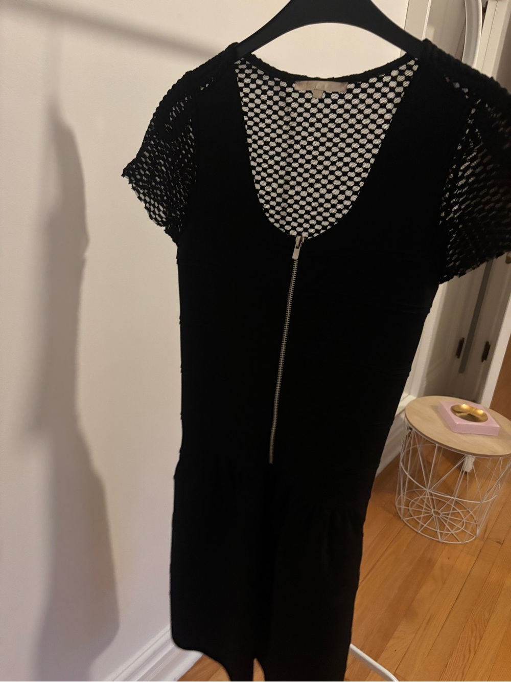 Maje Black Short-Sleeve Zip-Front Mini Dress